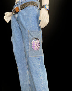 SLS Holographic Patchwork Cargo Jeans