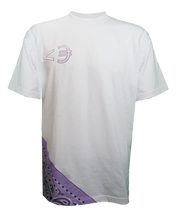 Load image into Gallery viewer, Lavender Paisley Split T-Shirt (White)
