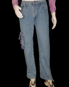 Lavender Paisley Cargo Flared Jeans