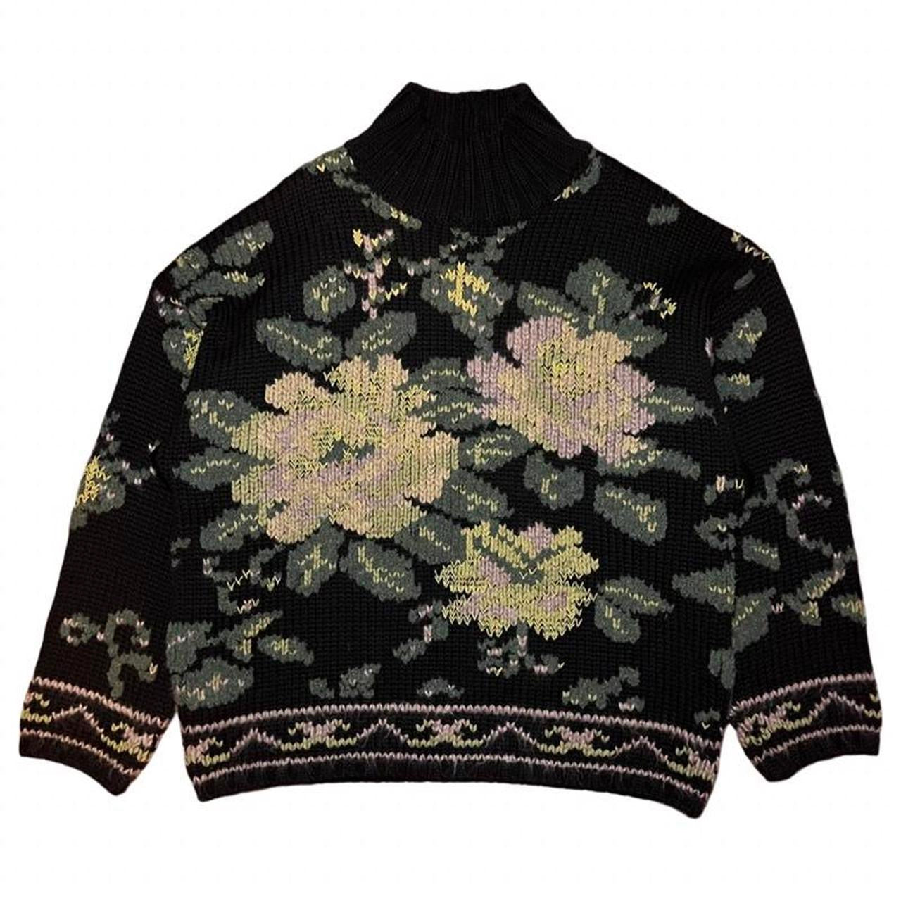Jean Paul Gaultier Floral Intarsia Heavy Knit Sweater Jean Paul Gaultier Floral Intarsia Heavy Knit Sweater